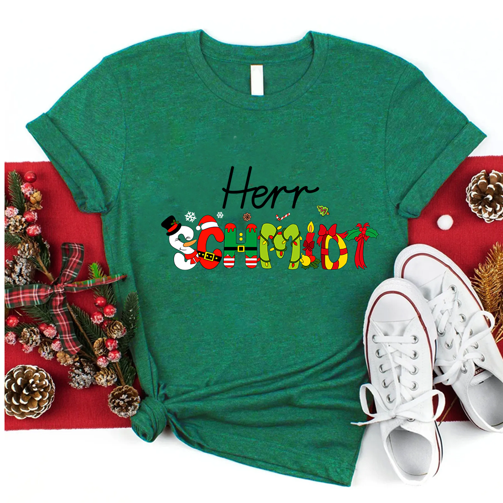 Personalisiertes Weihnachten Lehrer T-Shirt