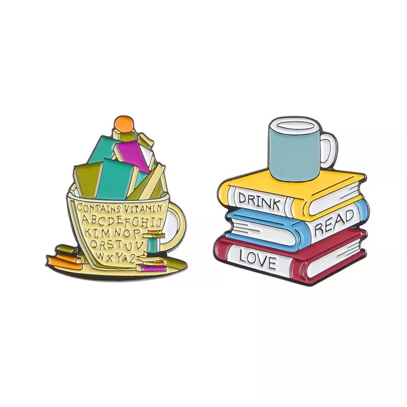 Coffee Cup And Book Pin Set
