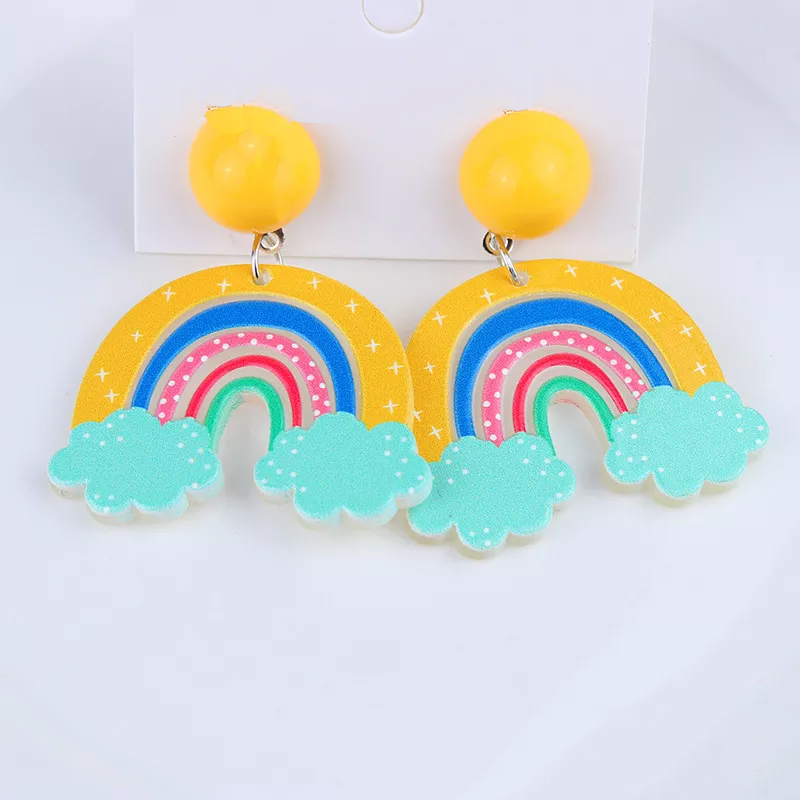 Yellow Rainbow Teacher Frosted Fashion Earrings
