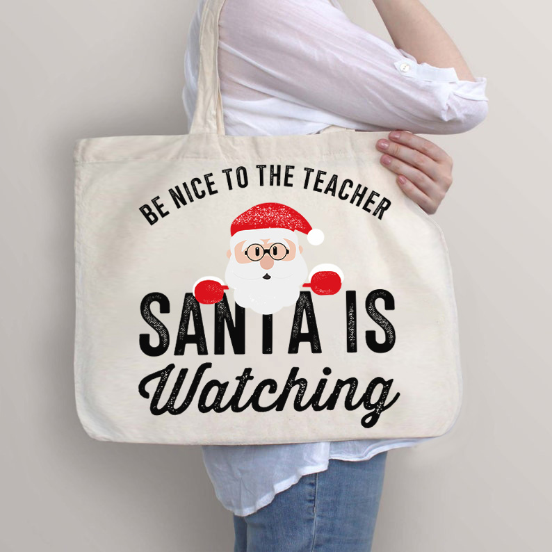 Weihnachten sei nett zum Lehrer Tragetasche mit Reißverschluss
