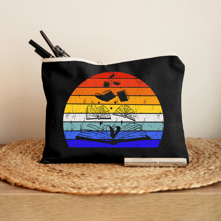 Retro Books Makeup Bag