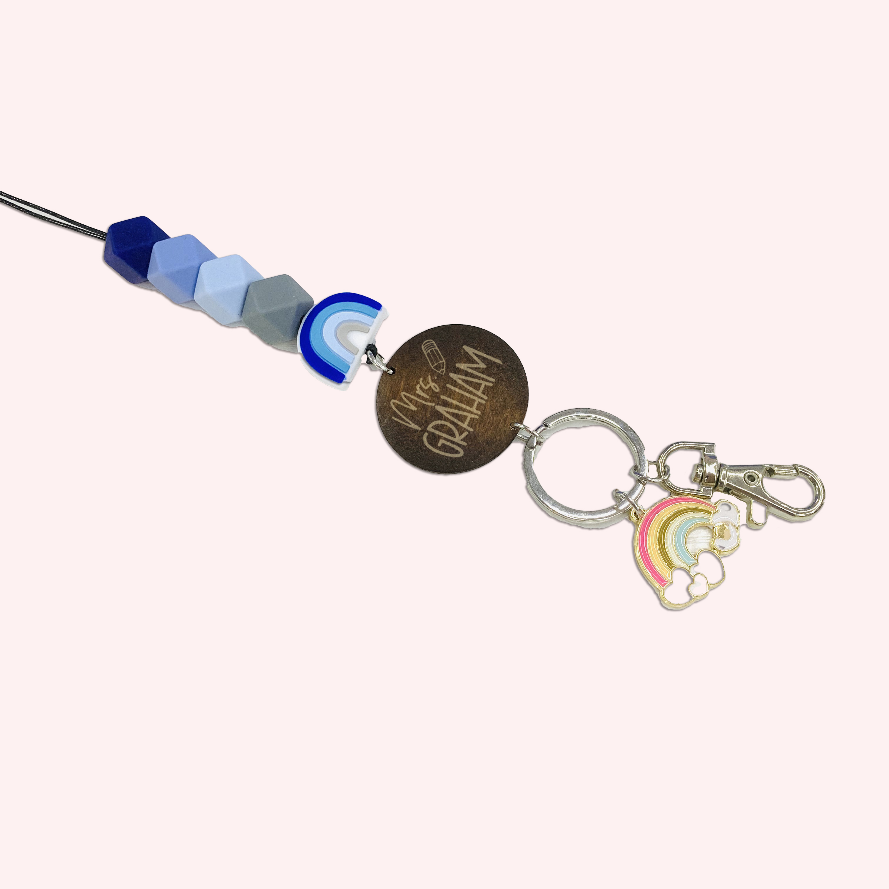 Personalized Rainbow Bead Lanyard