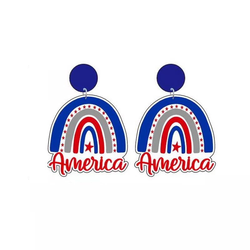 America Rainbow  Acrylic  Earrings