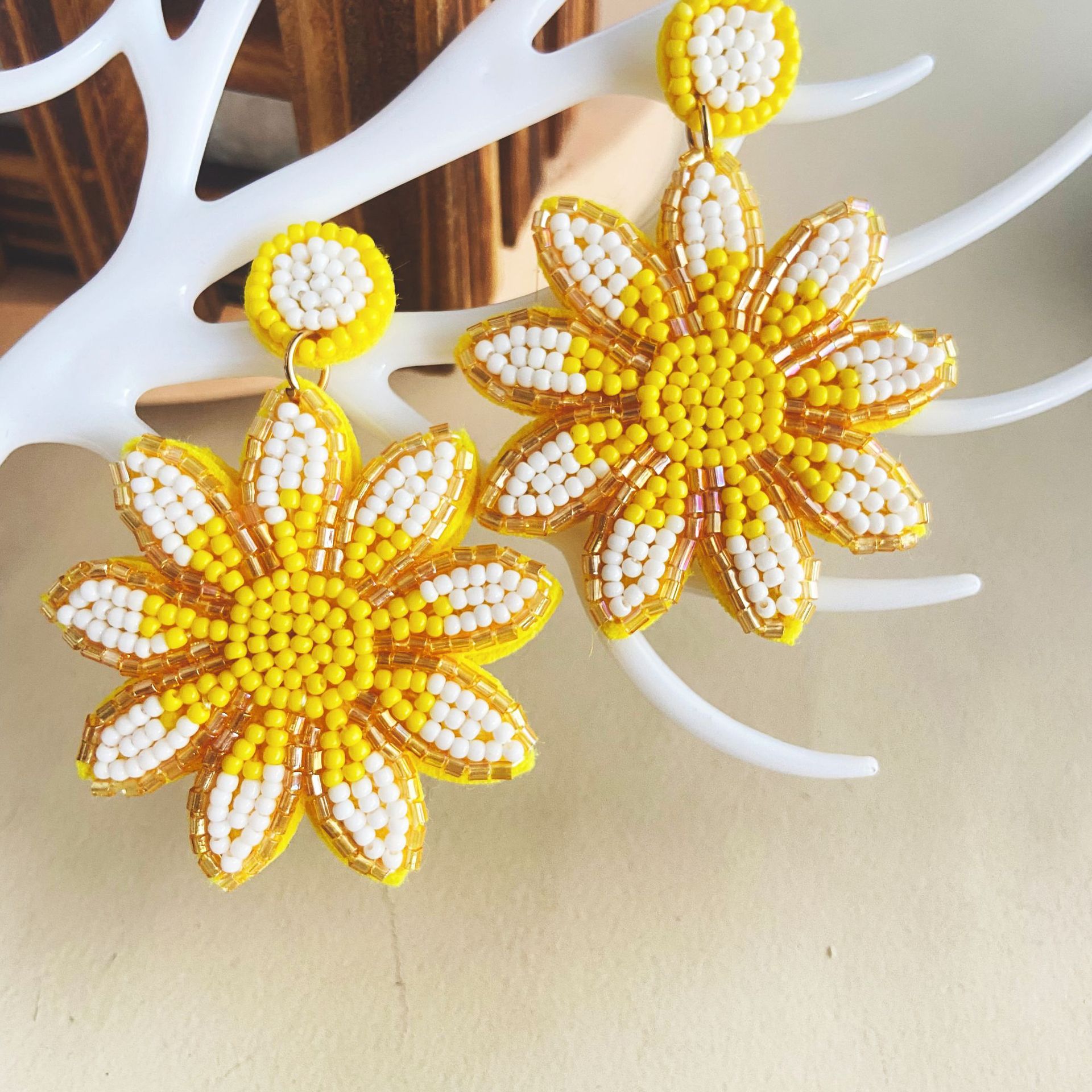 Multicolor Daisy  Beaded Earrings