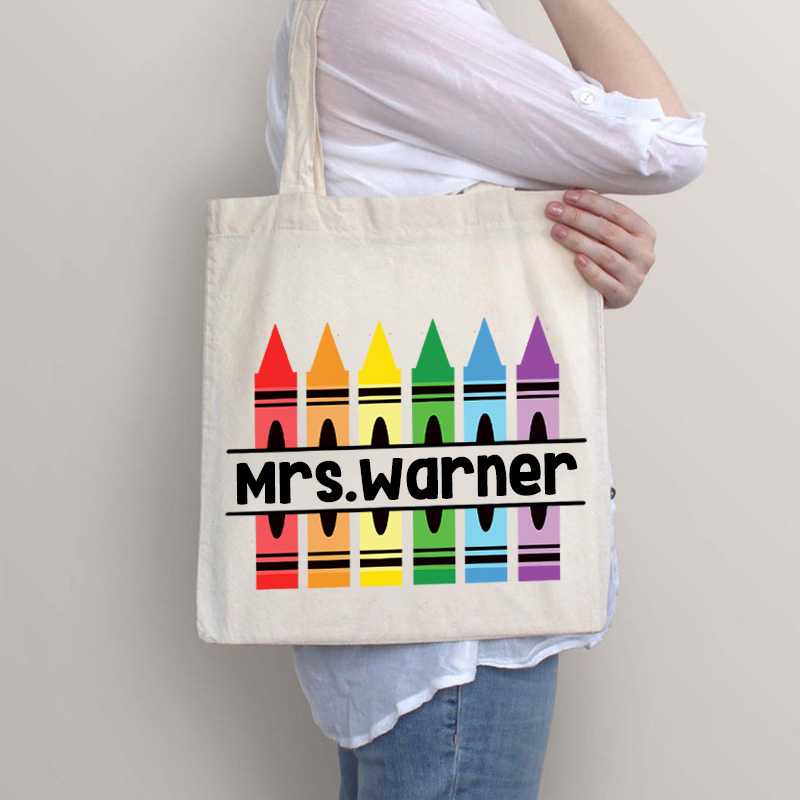 Personalized Pencil Crayon Teacher Name T-Shirt