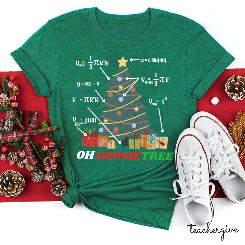 Oh Geometree Christmas Teacher T-Shirt
