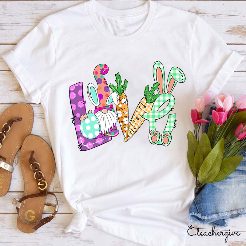 Love Easter Bunny Gnome Teacher T-Shirt