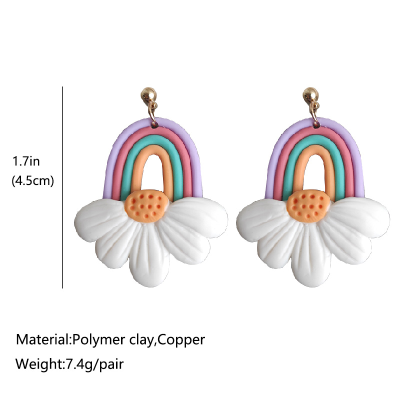 Colorful Flower Clay Earrings