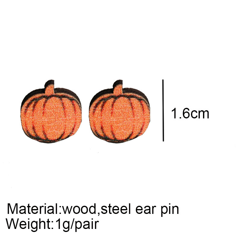 Big Pumpkin Wooden Earrings