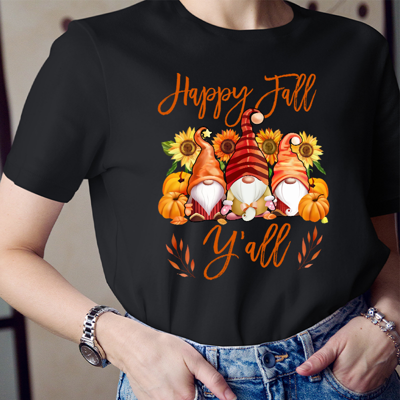 Happy Fall Y'all Gnome Teacher T-Shirt