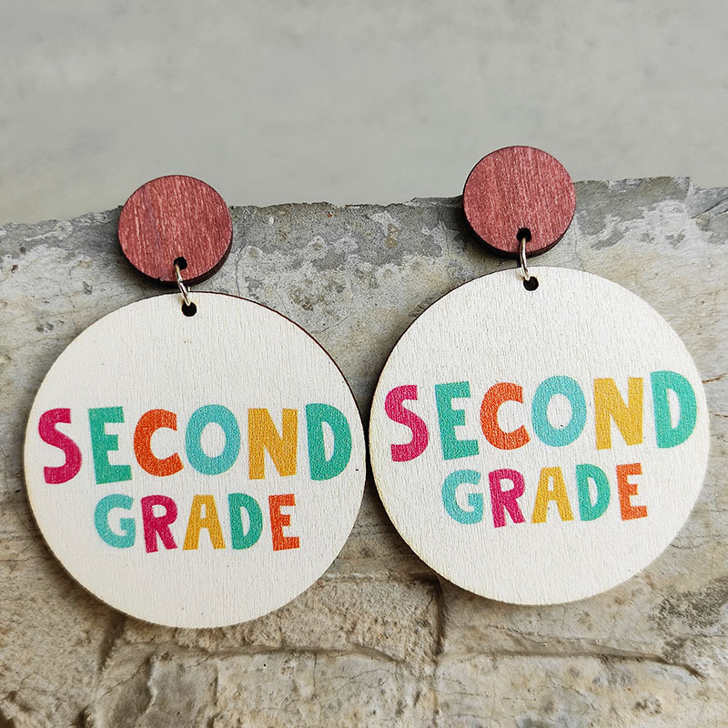 Different Grades Letter Wooden Earrings