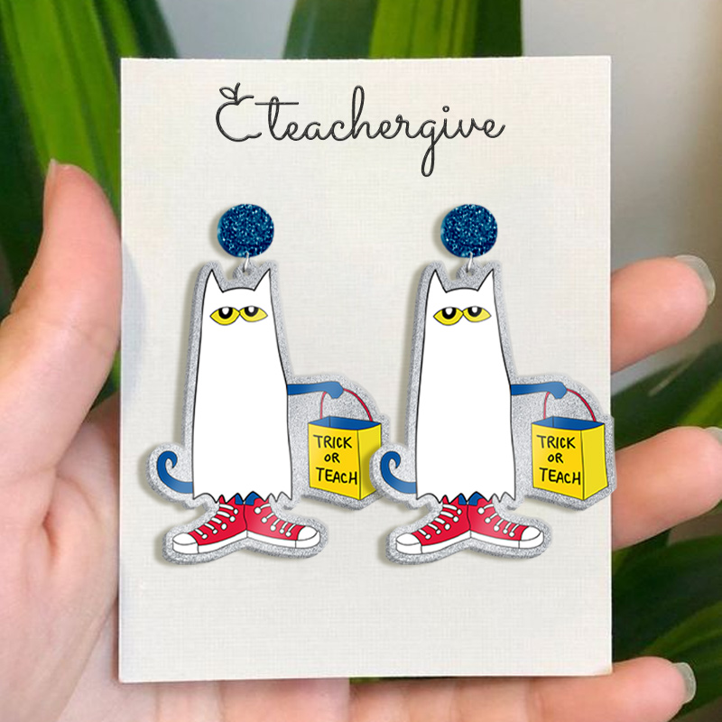 Trick Or Teach  Happy Halloween   Acrylic Earrings