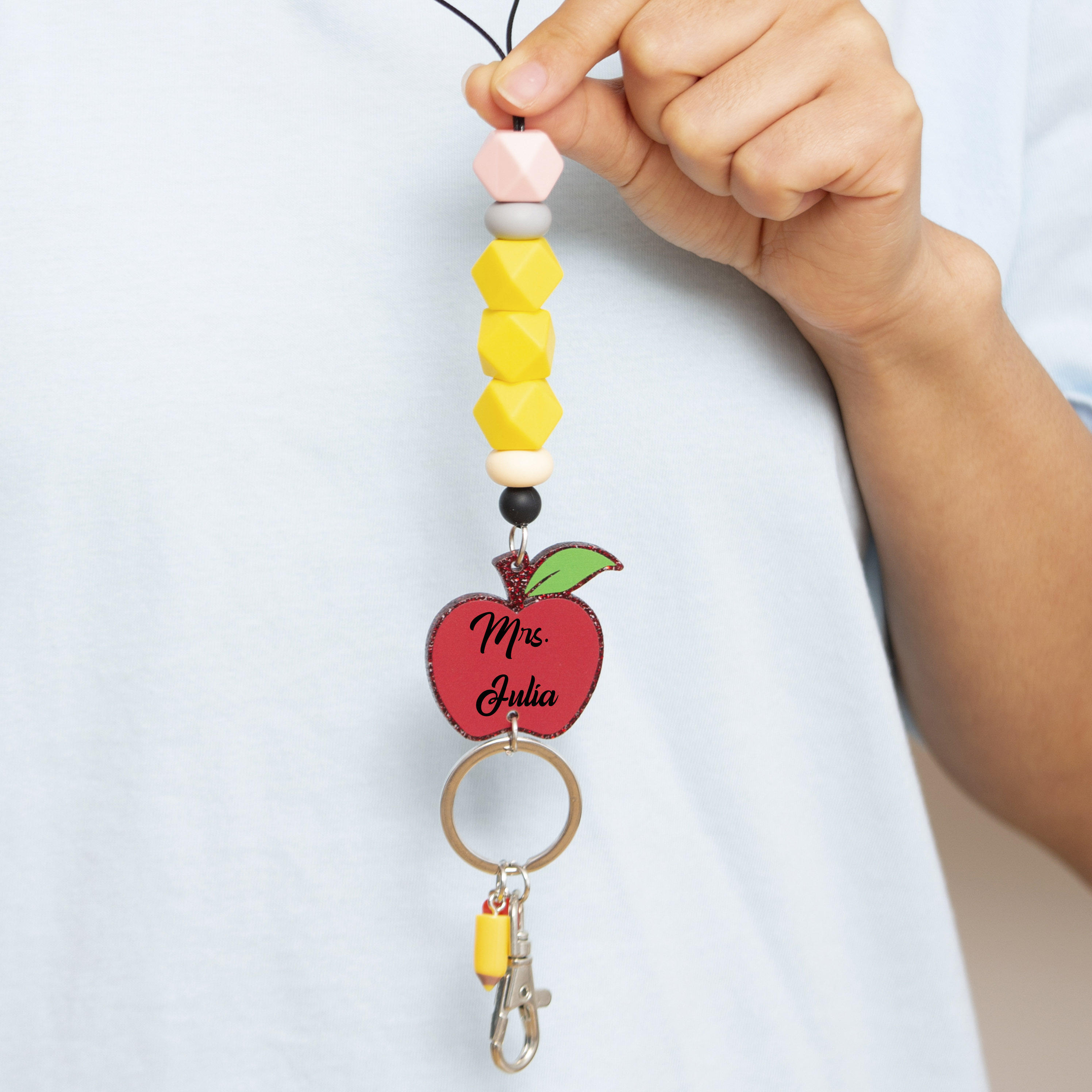 Personalized Heart Apple Pencil  Bead Lanyard