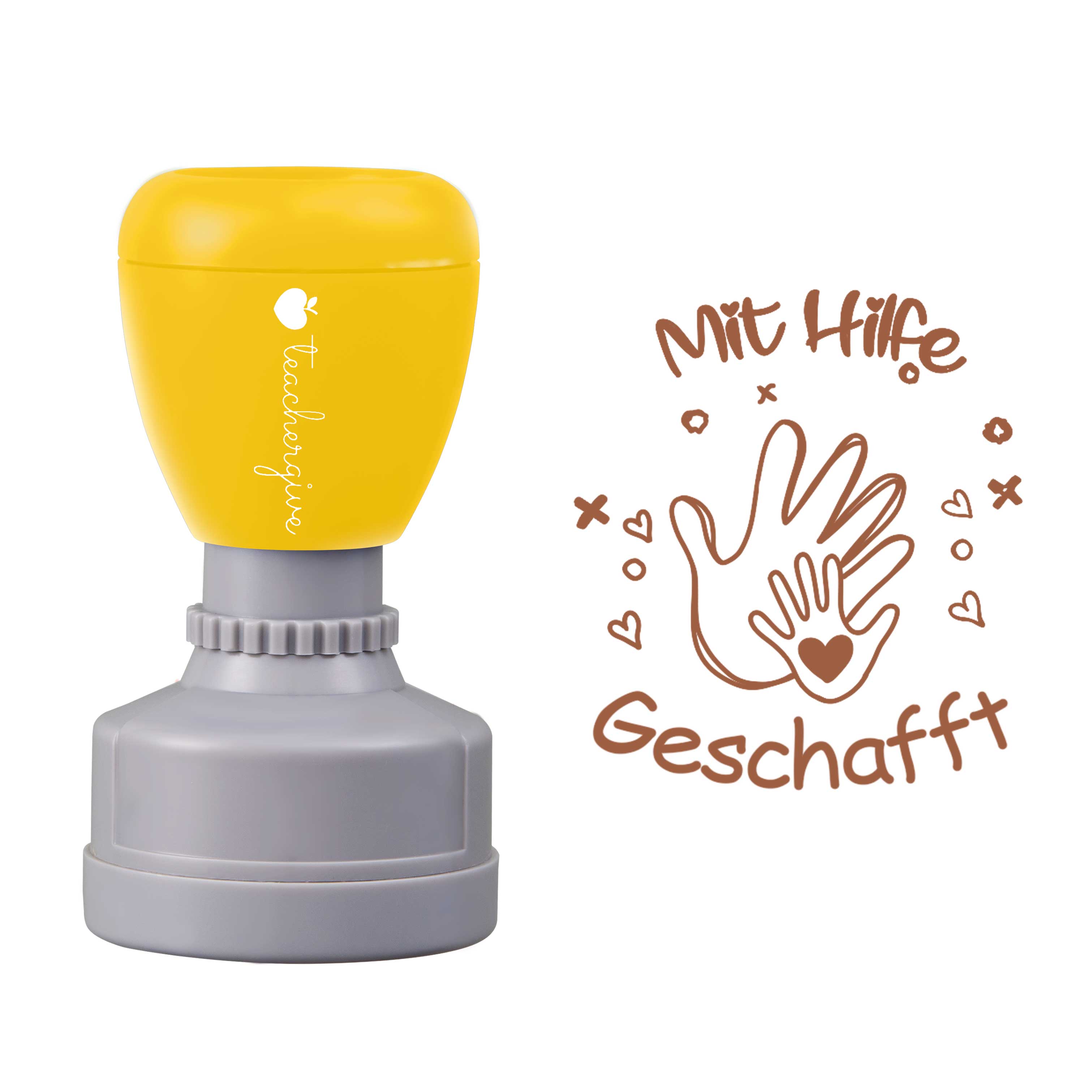 Mit Hilfe Geschafft Lehrer Stempel