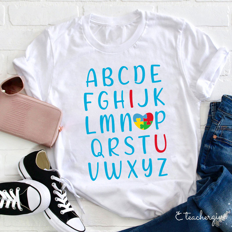 Valentine Vibes Alphabet Teacher T-Shirt