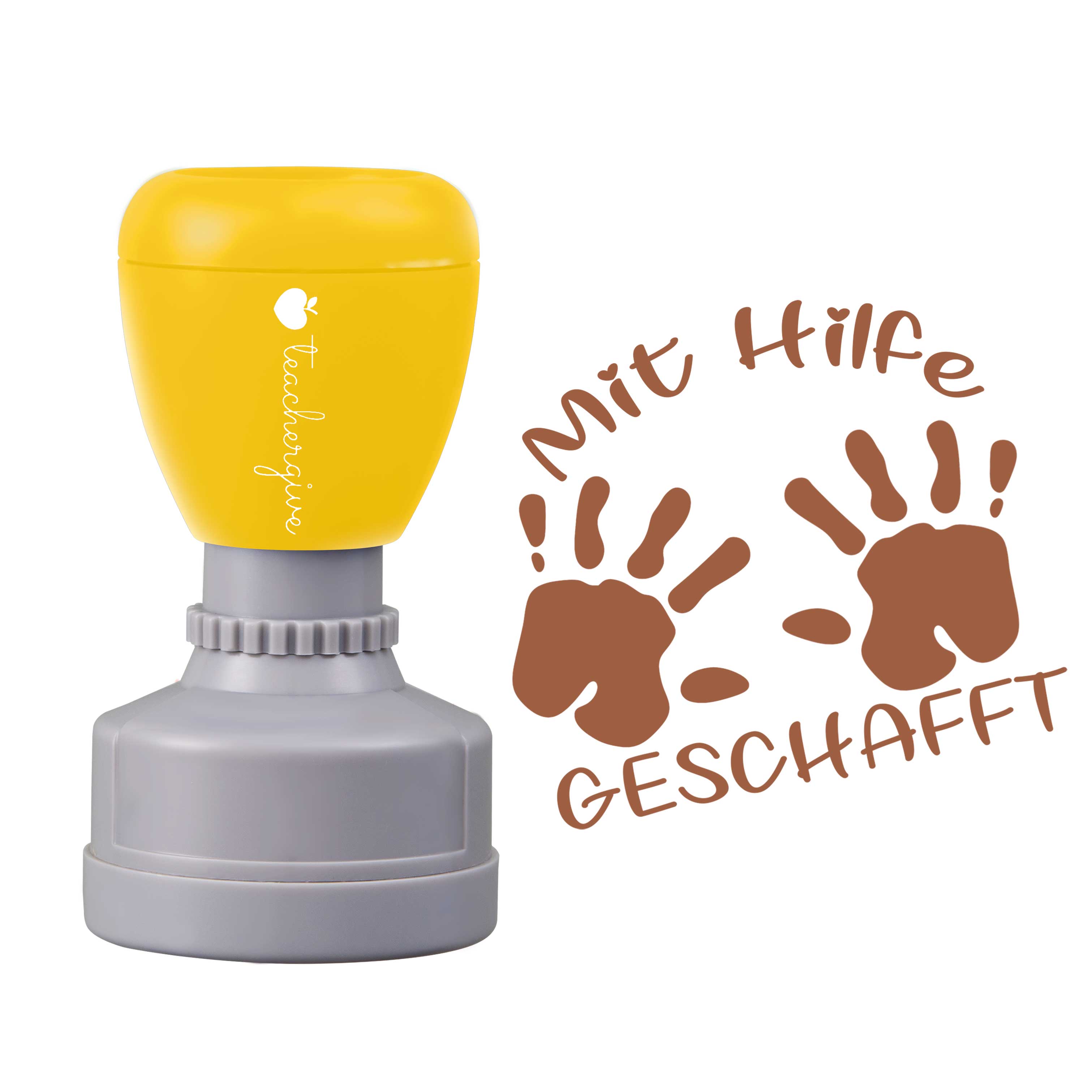 Mit Hilfe Geschafft Lehrer Stempel