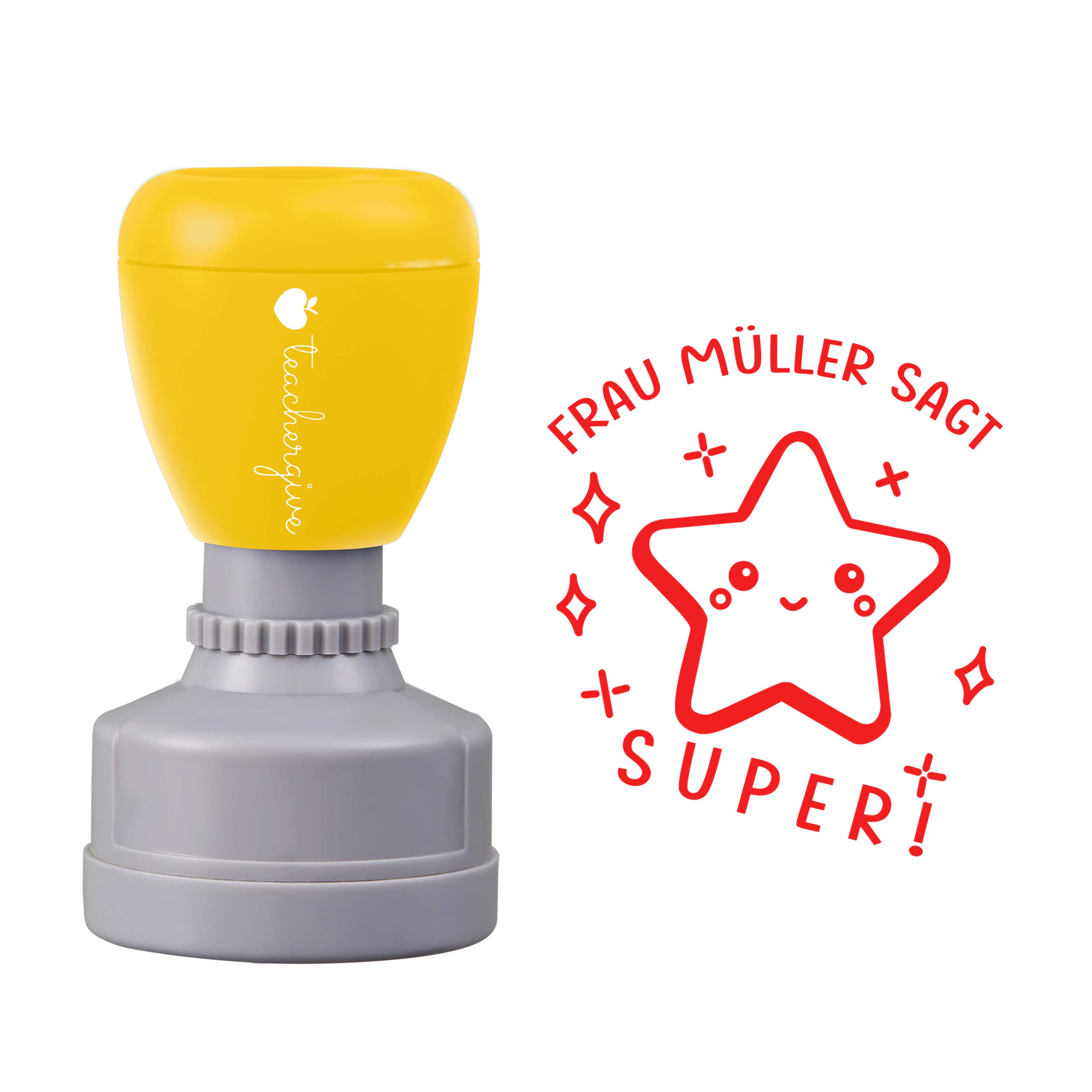 Personalisiert Name sagt SUPER Lehrer Stempel