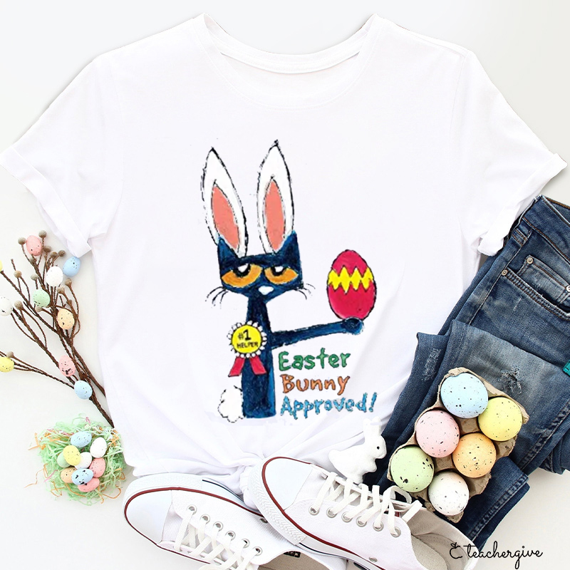 Easter Bunny Approved Pete The Cat Teacher T-Shirt