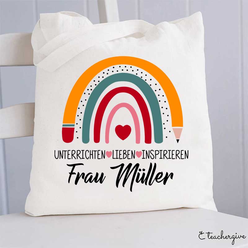 Personalisiert Name Liebe Inspirieren Lehrer Tragetasche