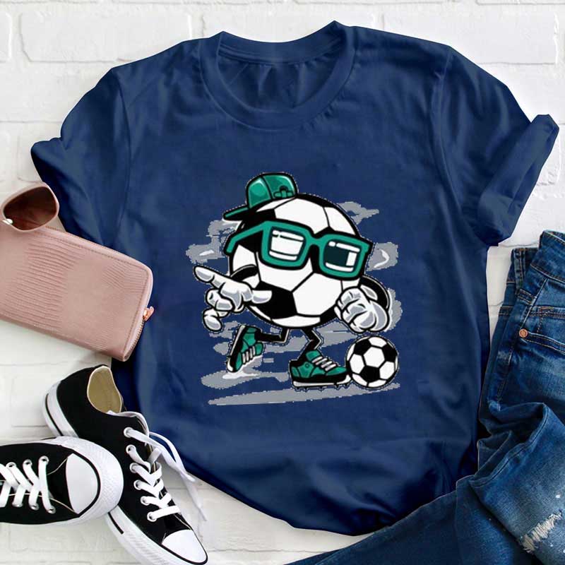 Super Fußball Kind mit Brille und Hut Lehrer T-Shirt