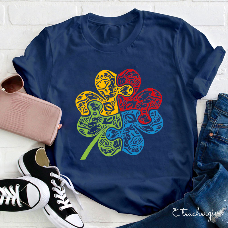 Puzzle Clover Teacher T-Shirt