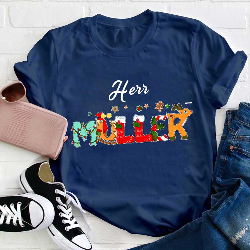 Weihnachten Personalisiertes Lehrer T-Shirt