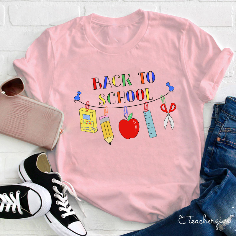 Back To School Crayons Pencil Apple T-Shirt