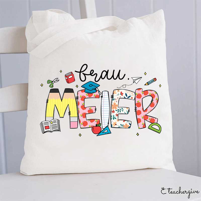 Personalisiert Name Lehrer Tragetasche