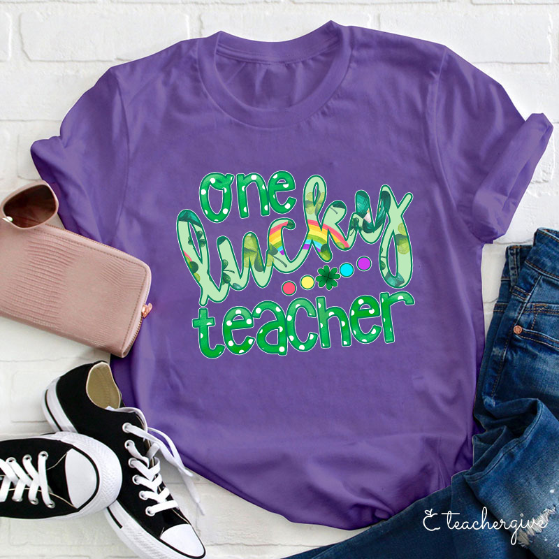 One Rainbow Color Lucky Teacher T-Shirt