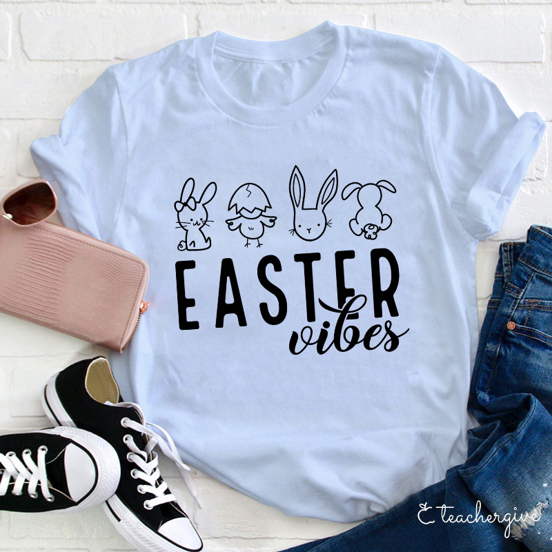 Easter Bunnies Happy Day Teacher T-Shirt