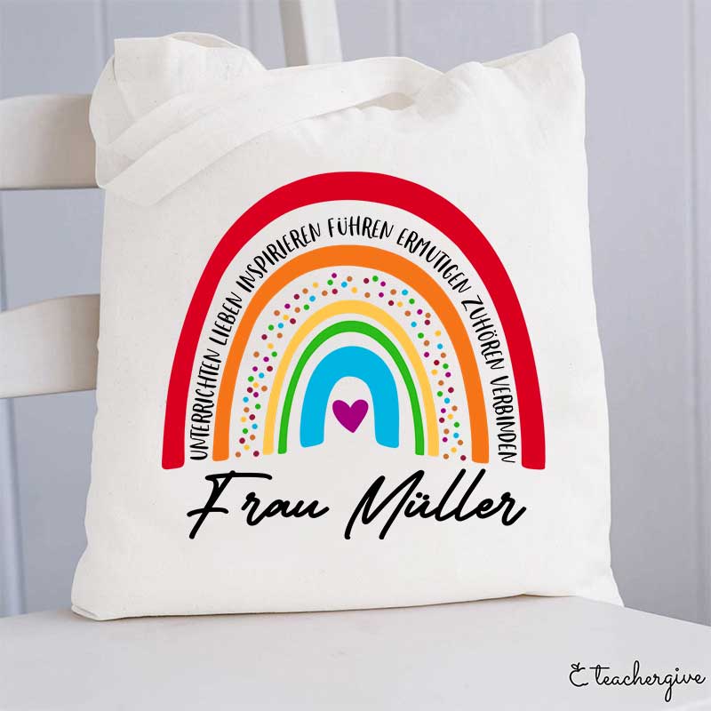 Personalisiert Name Rot Regenbogen Fähigkeit Lehrer Tragetasche