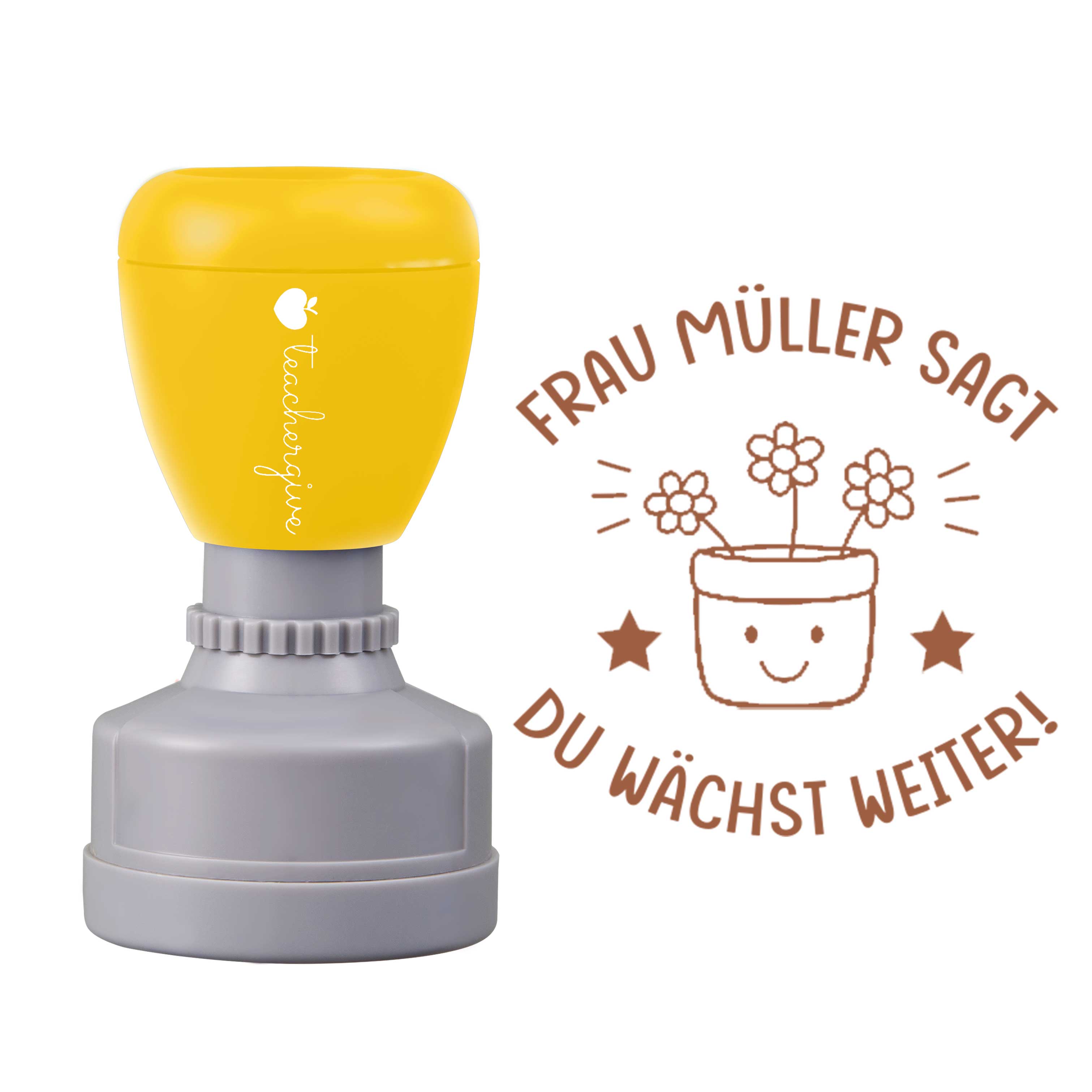 Personalisiert sagt du wächst weiter Lehrer Stempel