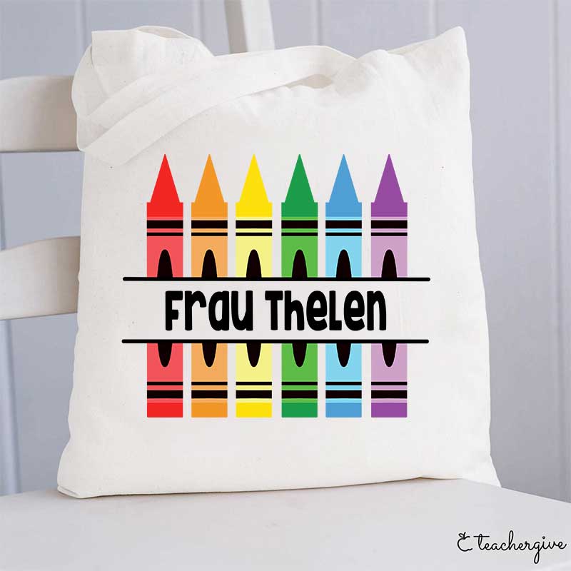 Personalisiert Name Bunt Bleistift Lehrer Tragetasche