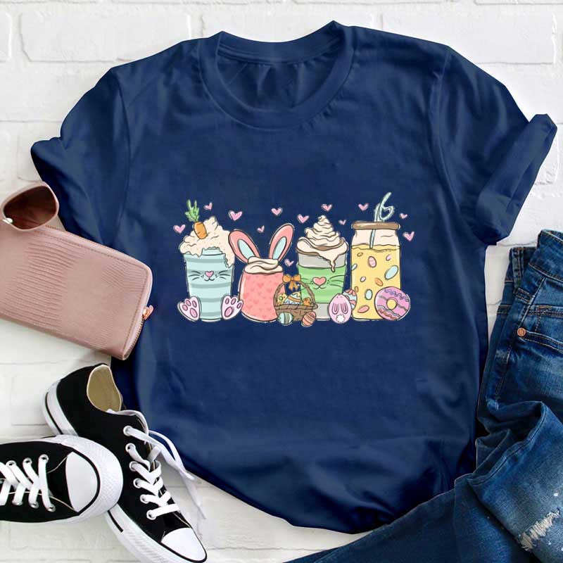 Osterhase Getränke und Liebe Lehrer T-Shirt