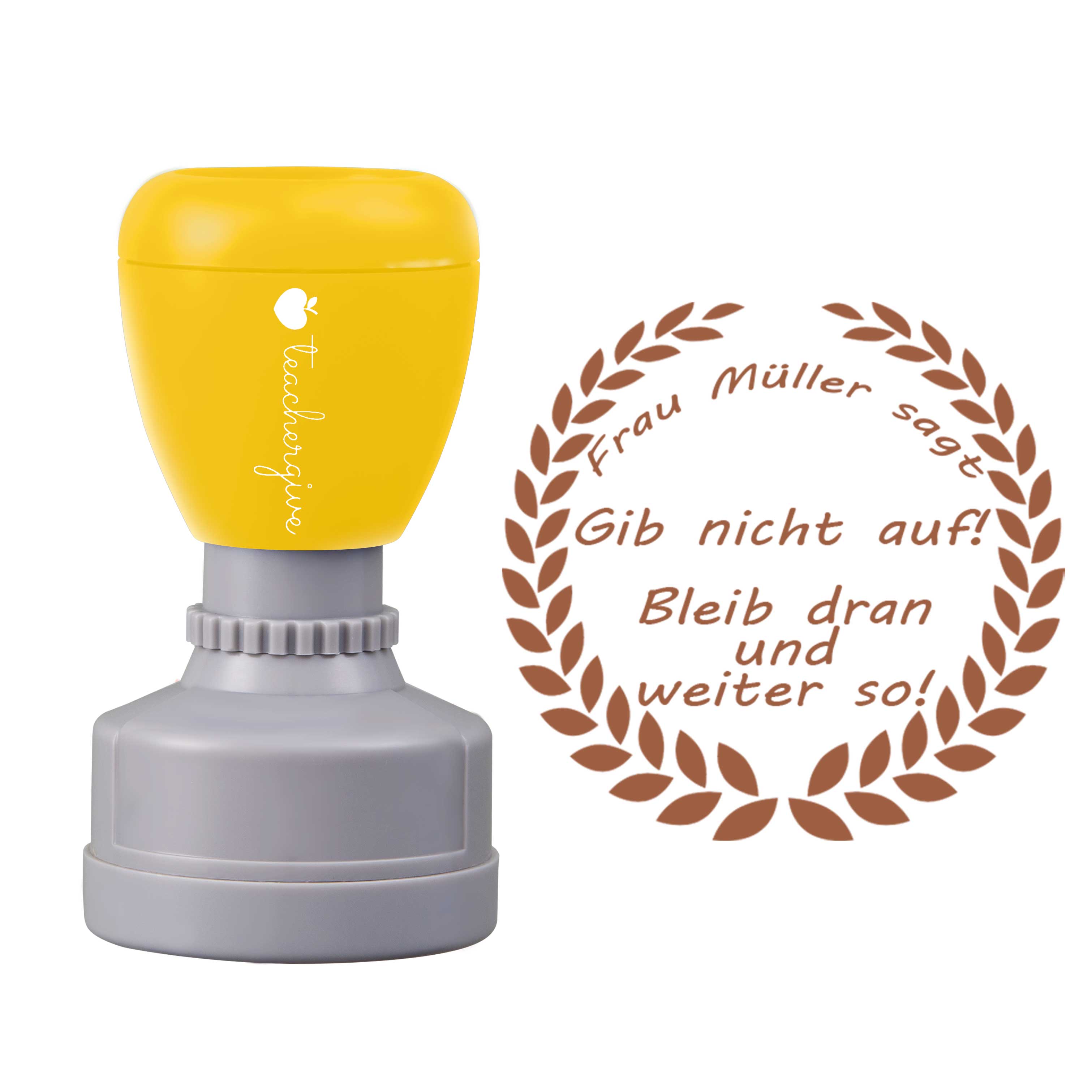 Personalisiert Name sagt Gib nicht auf Bleib dran und weiter so Lehrer Stempel