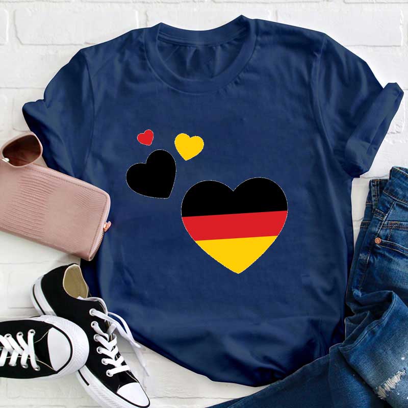 Deutschland Liebe Herz Lehrer T-Shirt