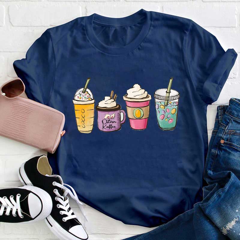 Ostern Kaffee Hase und Ei Lehrer T-Shirt