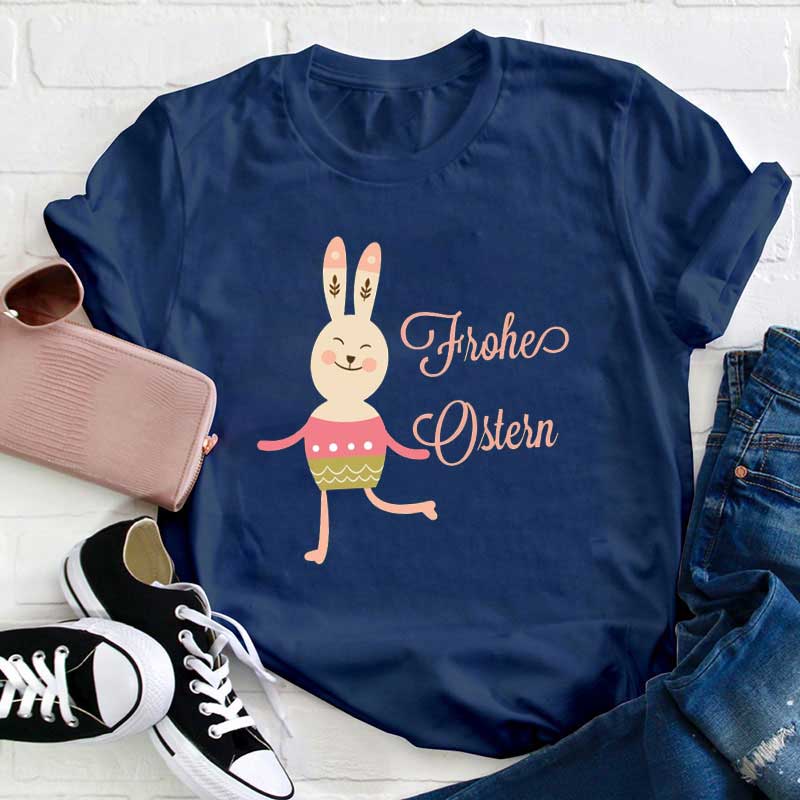 Frohe Ostern Hase Tanzt Lehrer T-Shirt