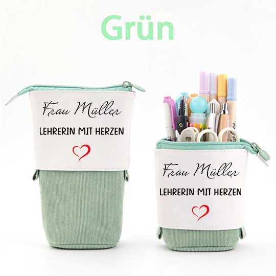 Personalisiert Name Lehrerin mit Herzen Federmäppchen Mäppchen