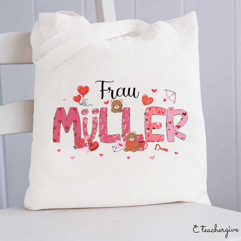 Personalisiert Name Süßeste Kleine Herzen Lehrer Tragetasche
