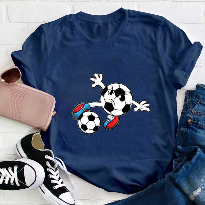 Cartoon Fußballkind spielt Fußball Lehrer T-Shirt
