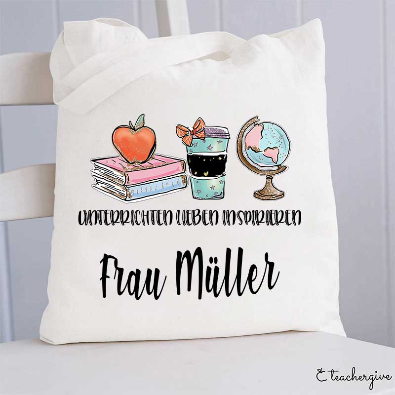 Personalisiert Name Liebe Inspirieren Lehrer Tragetasche