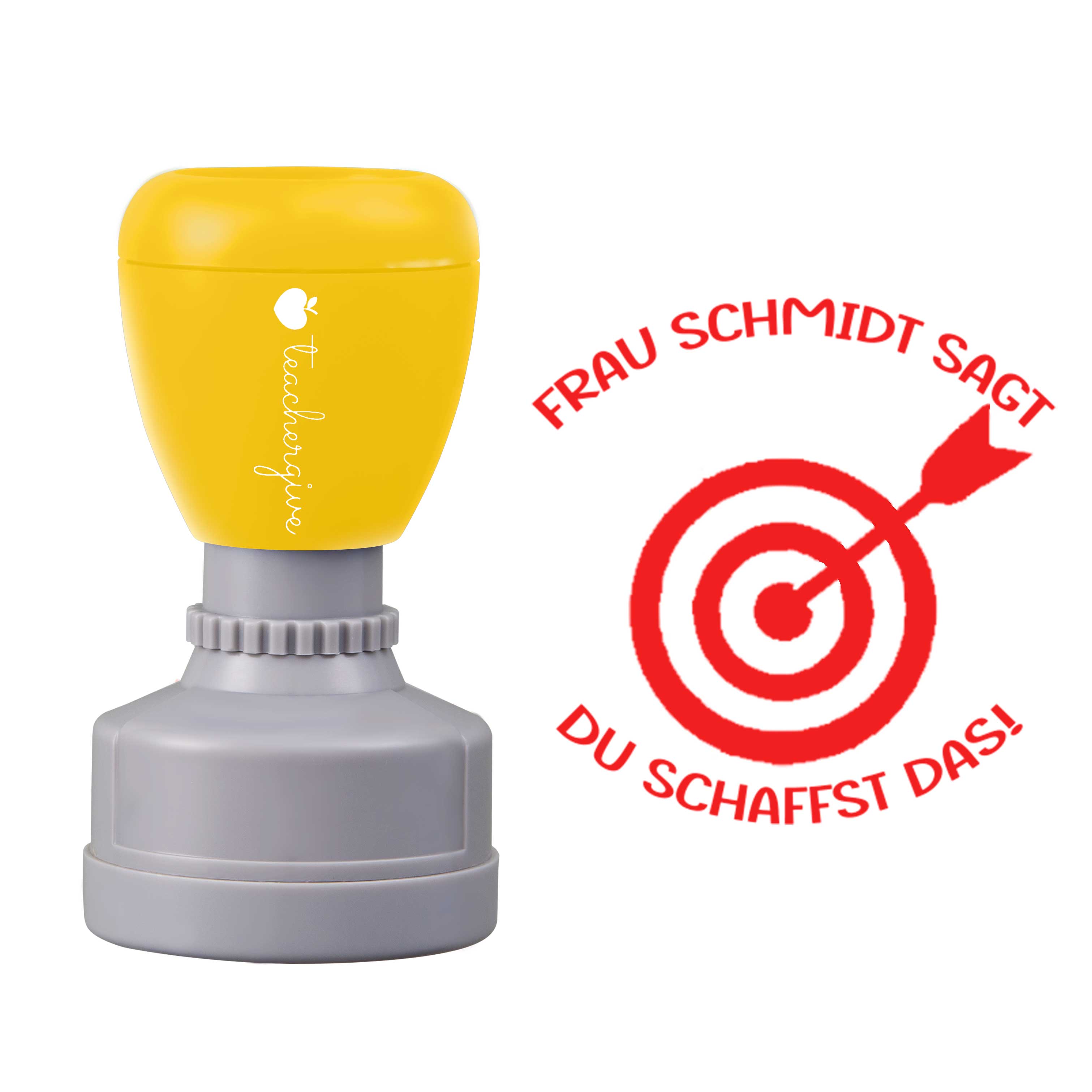 Personalisiert Name sagt du schaffst das Lehrer Stempel