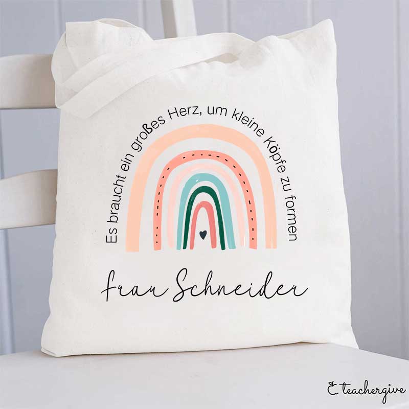 Personalisiert Es Braucht Ein Großes Herz, Um Kleine Köpfe Zu Formen Lehrer Tragetasche