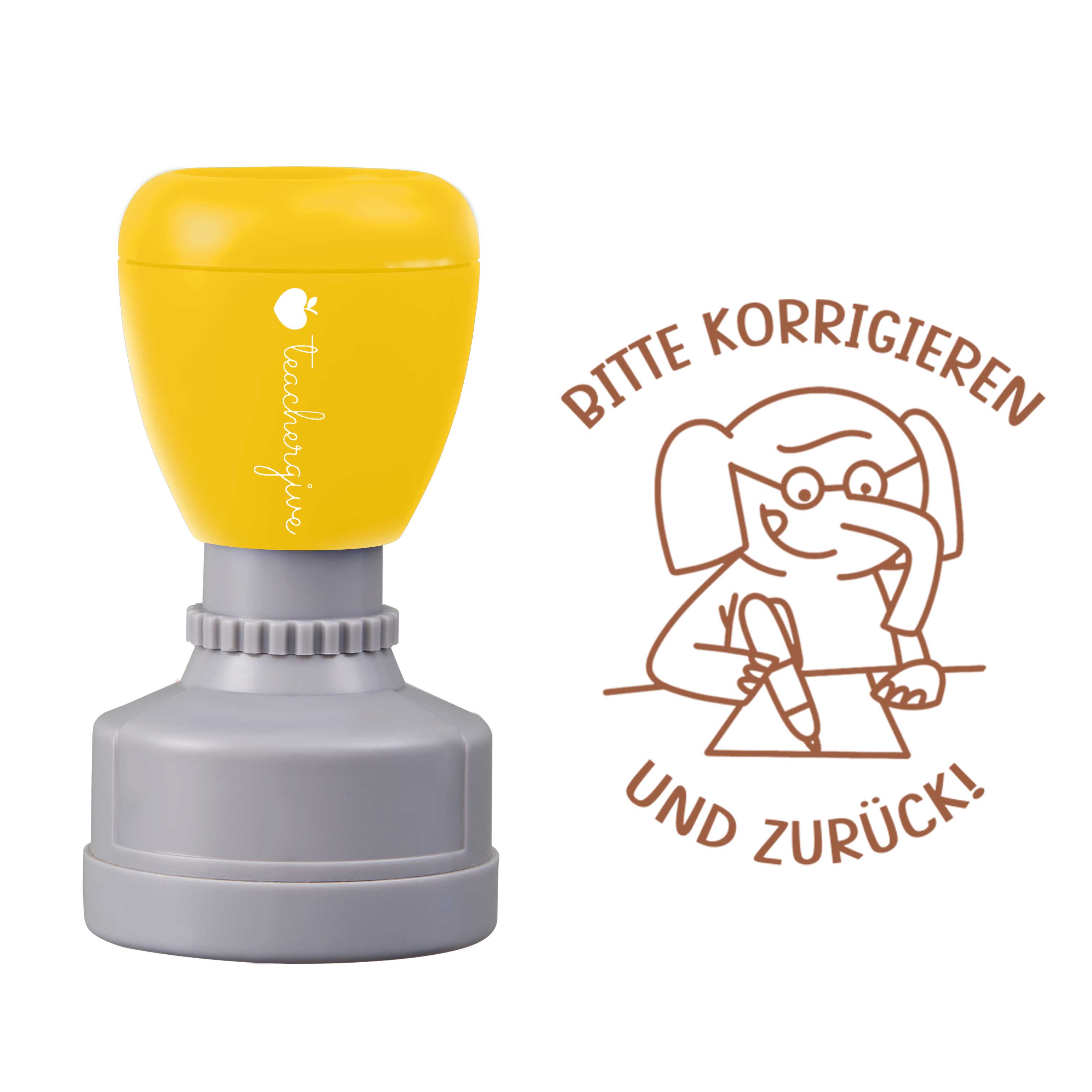 Bitte korrigieren und zurück Lehrer Stempel