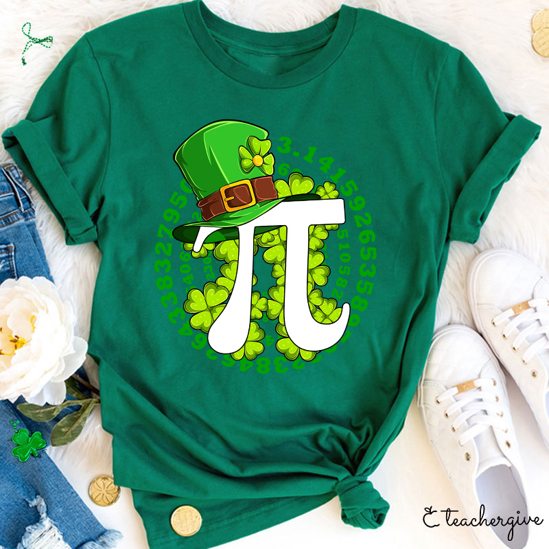 Irish Number Pi Leprechuaun Hat Teacher T-Shirt