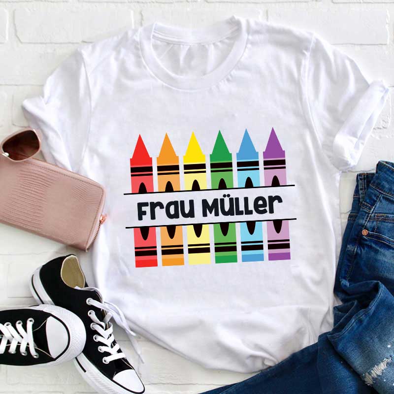 Personalisiertes Bleistift Lehrer Name T-Shirt