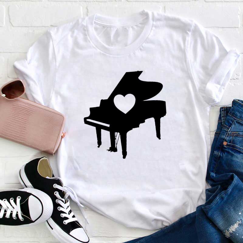 Herz Klavier Lehrer T-Shirt