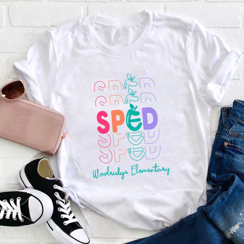 Personalisiertes Bunte Äpfel Lehrer T-Shirt