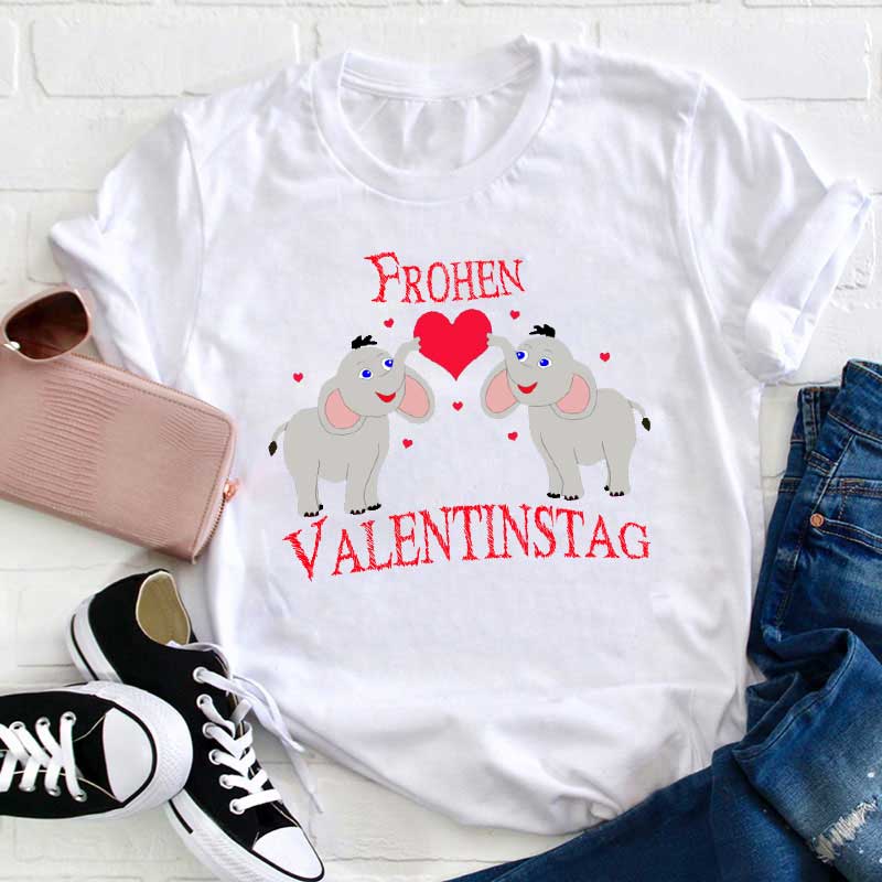 Elefanten Frohen Valentinstag Lehrer T-Shirt